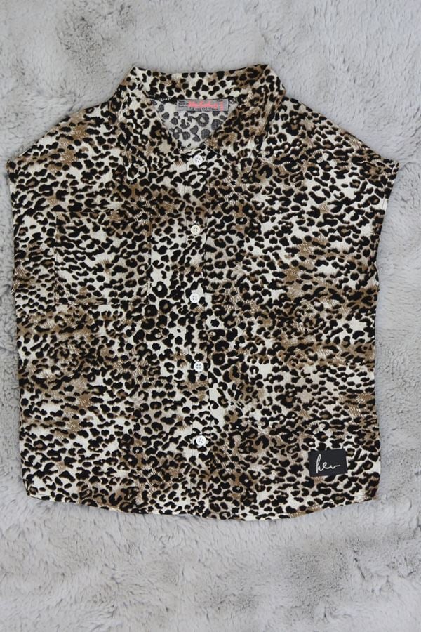 3-12 Yaş Viskon Oversize Gömlek Kahve - 50611.1780.