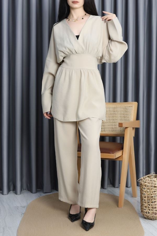 Bağlamalı İkili Takım Bej - 50628.1988.