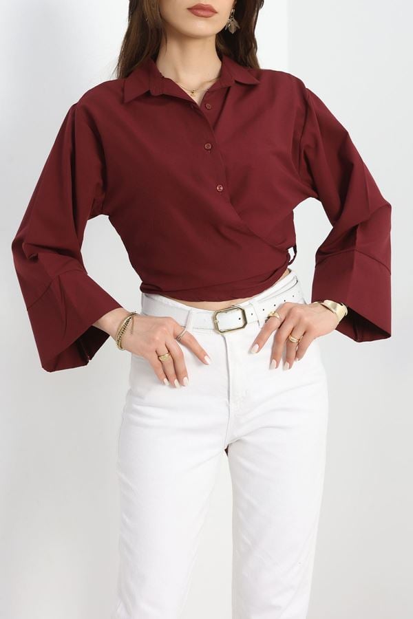 Bağlamalı Gömlek Bordo - 30925.1949.