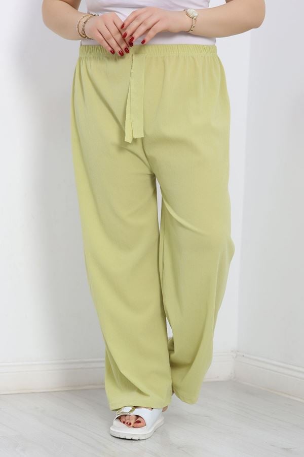 Büyük Beden Bürümcük Pantolon Fıstıkyeşili - 50591.2006.