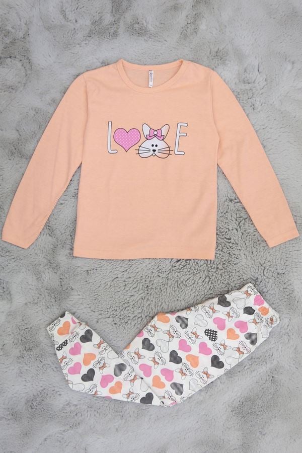 6-14 Yaş Baskılı Çocuk Pijama Takımı Yavruağzı - 40101.1931.