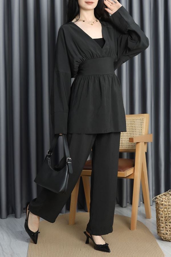 Bağlamalı İkili Takım Siyah - 50628.1988.