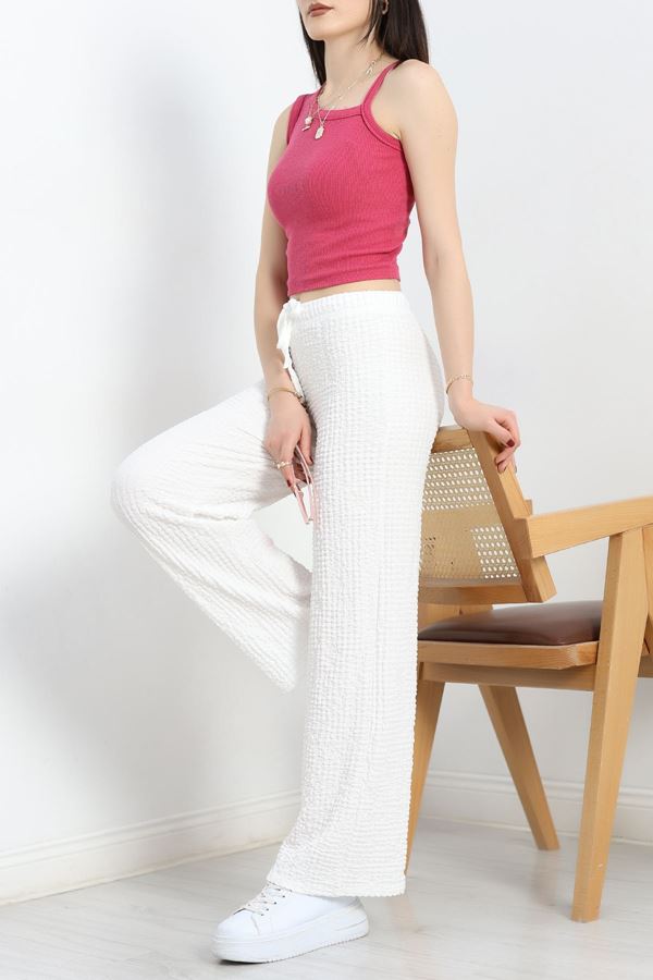 Bürümcük Kumaş Lastikli Pantolon Ekru - 42022.1567.
