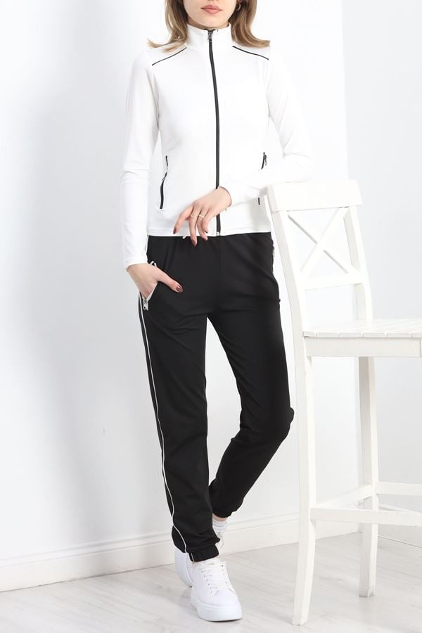 Biyeli Dalgıç Eşofman Takım Siyahbeyaz - 50100.053.