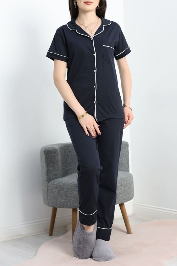 Düğmeli Süprem Pijama Takımı Koyulaci - 41820.1048.