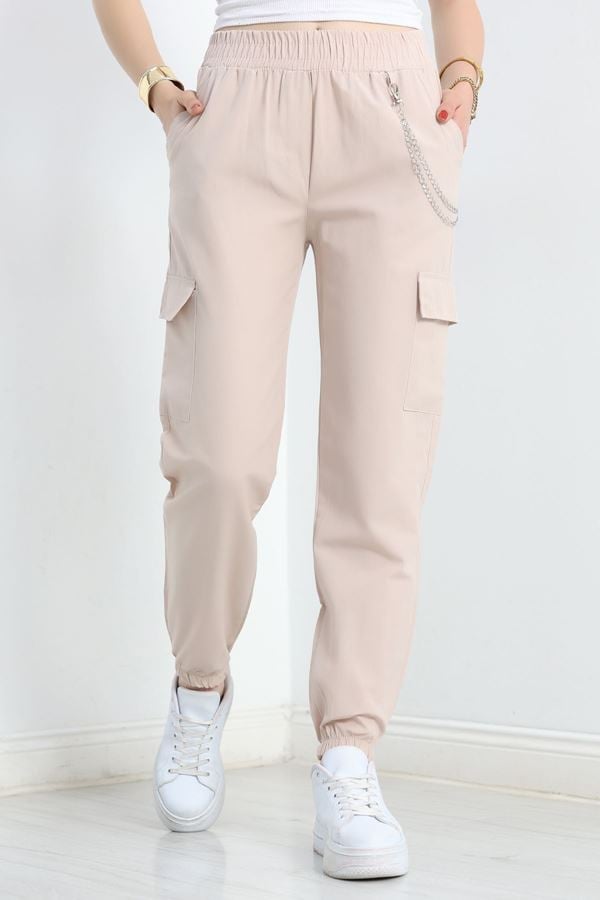 Zincir Detaylı Eşofman Altı Vizon - 42038.102.