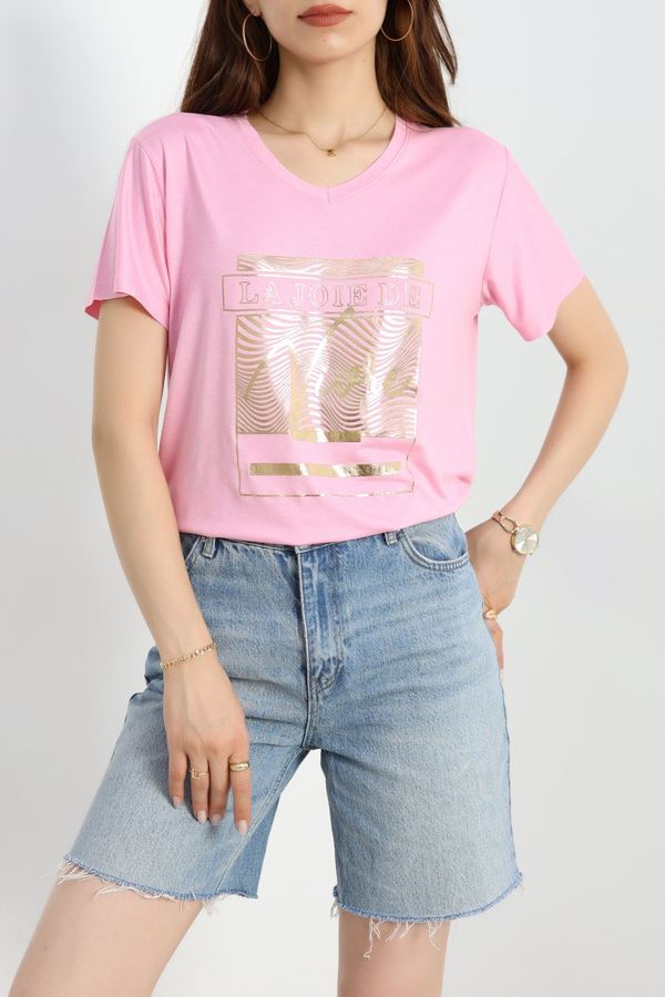 Baskılı Viskon Bluz Pembe - 70641.2032.