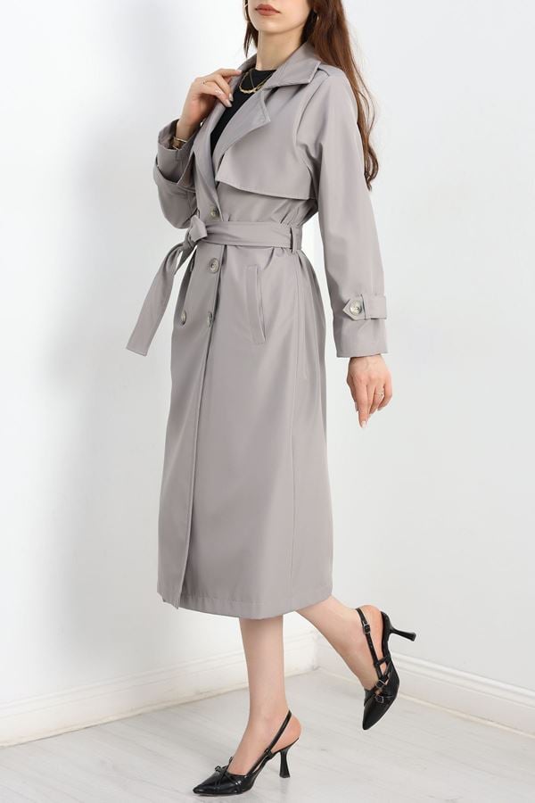 Astarlı Kolu Apoletli Trençkot Dumangri - 7570.179.