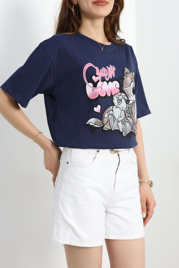 Baskılı Oversize Tişört Lacikahve - 70652.1872.