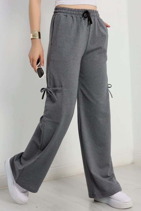 Büzgülü Cepli 2 İplik Eşofman Altı Füme - 50525.1857.