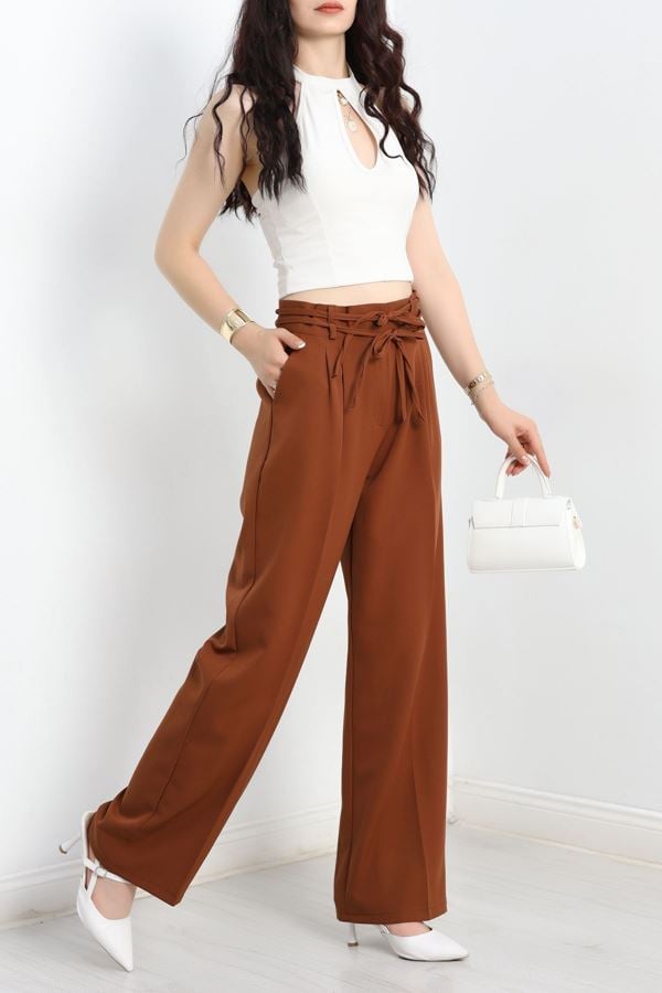 İp Bağlamalı Palazzo Pantolon Kahve - 90021.1397.