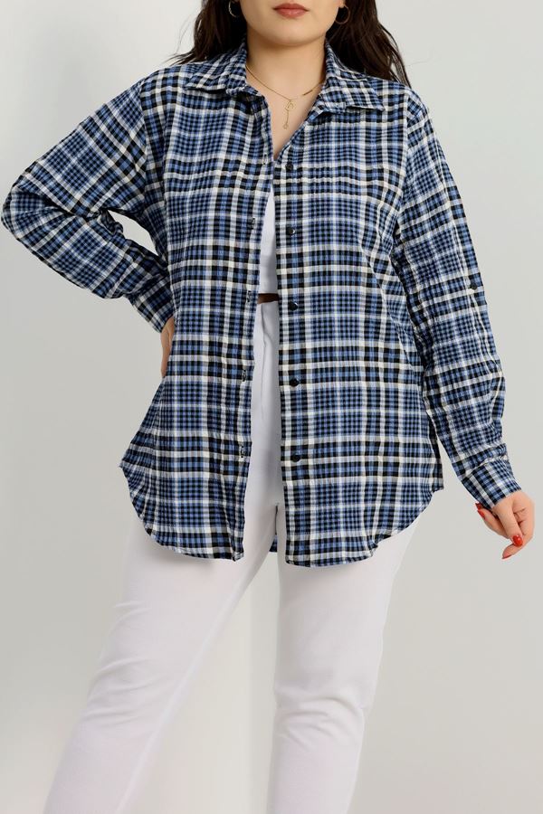 Pamuk Uzun Kol Gömlek Mavi - 90107.2047.