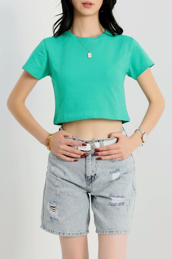 Bisiklet Yaka Crop Tişört Benetton  - 18962.1247.