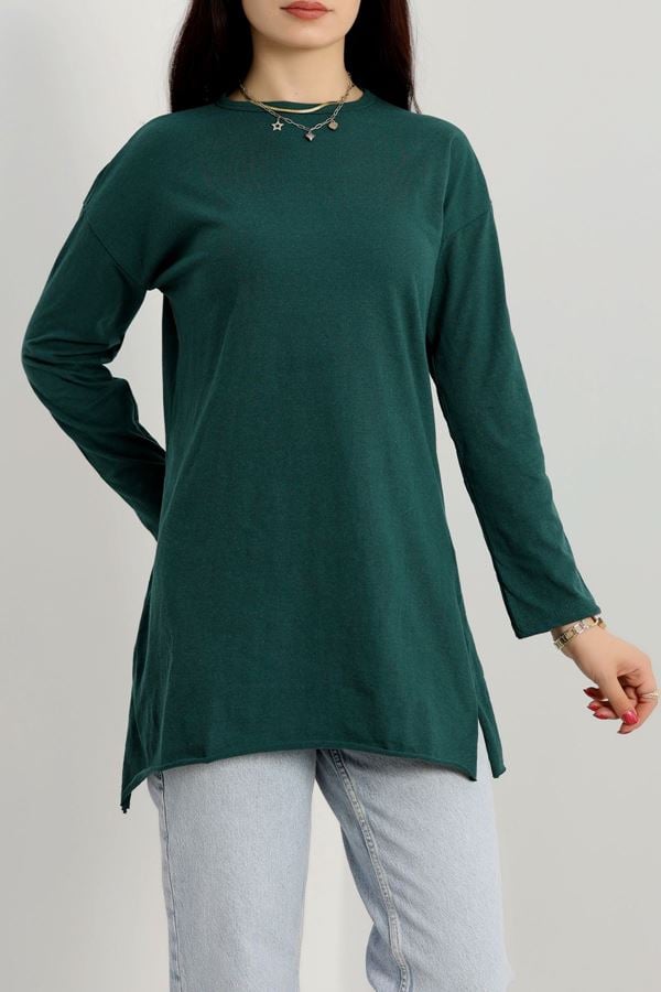 Bisiklet Yaka Yırtmaçlı Tunik Zümrüt - 42185.1567.