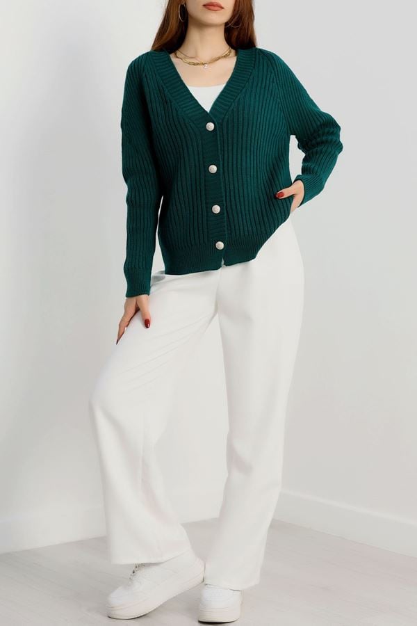 Düğmeli Triko Hırka Nefti - 4039.1577.