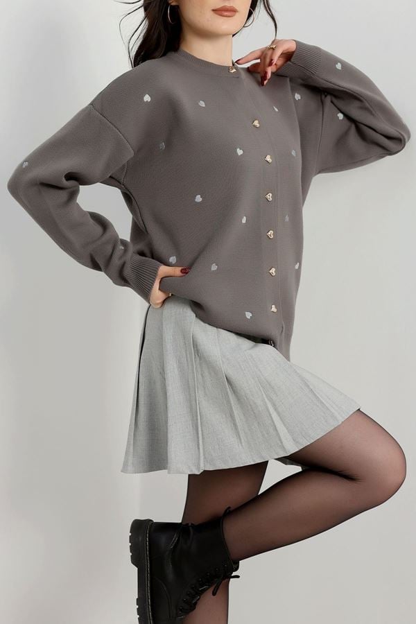 Kalp Detaylı Hırka Fümegri - 3219.1577.