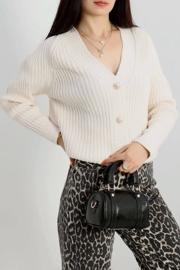 Düğmeli Triko Hırka Latte - 4039.1577.