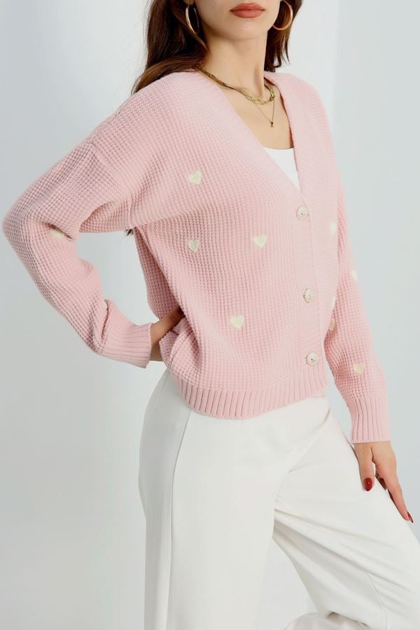 Nakışlı Crop Hırka Pembelatte - 443.1577.