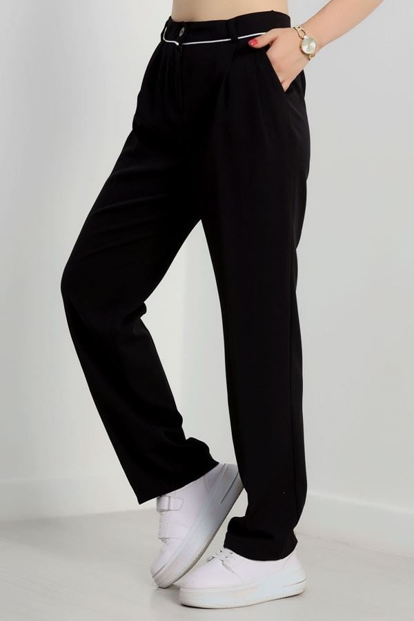 Şeritli Rahat Kalıp Pantolon Siyah - 9112.1920.