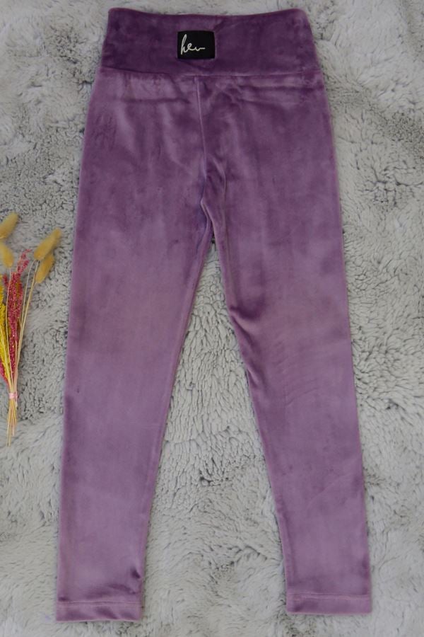 3-12 Yaş Kadife Tayt Lila - 50866.1780.