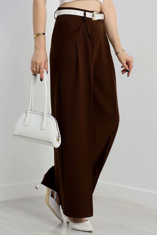 Cepten Pileli Palazzo Pantolon Kahve - 90113.1397.