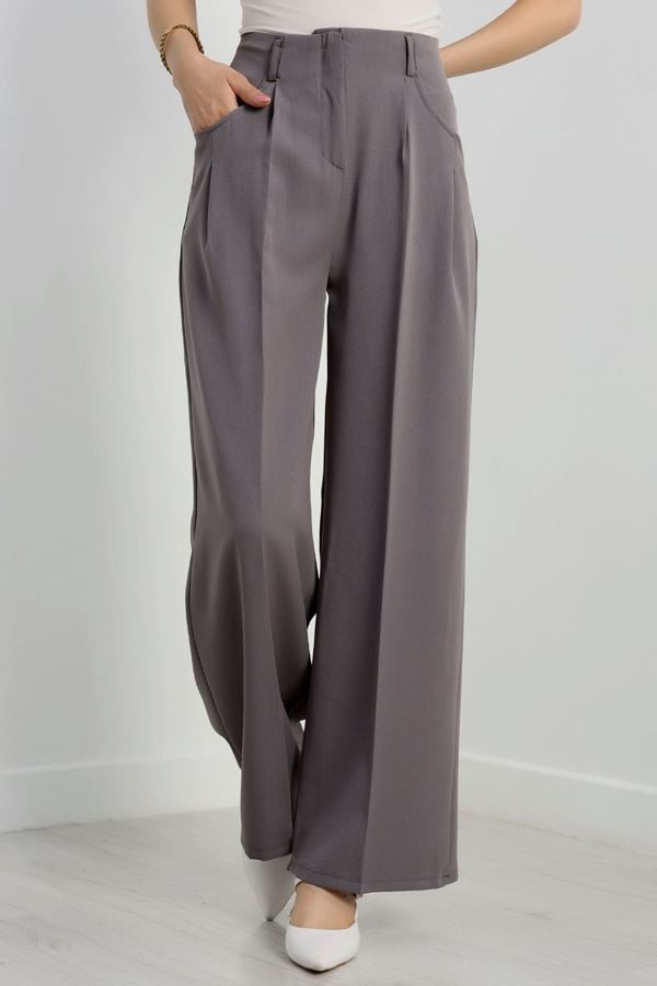 Cepten Pileli Palazzo Pantolon Gri - 90113.1397.