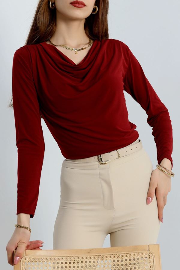 Degaje Yaka Sandy Bluz Bordo - 70688.1949.