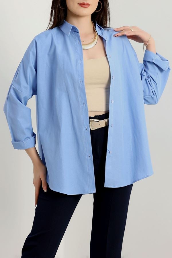 Terikoton Oversize Gömlek Açıkmavi - 30840.1949.