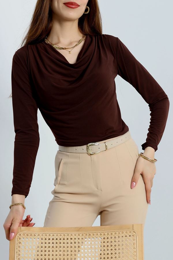 Degaje Yaka Sandy Bluz Kahve - 70688.1949.