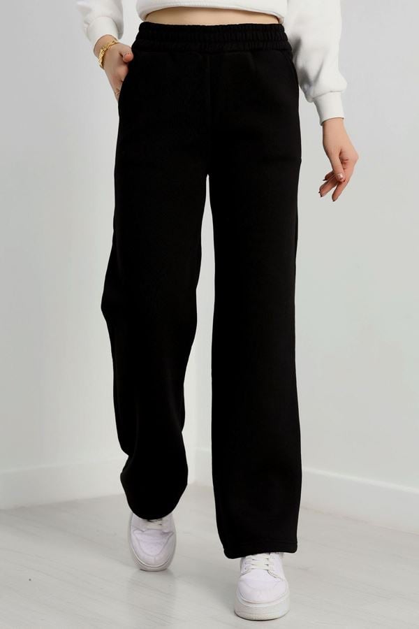 Üç İplik Palazzo Eşofman Altı Siyah - 20970.1878.