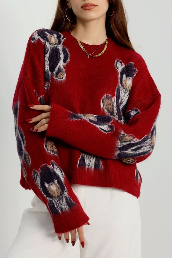 Baskılı Triko Bordolaci - 4079.2043.