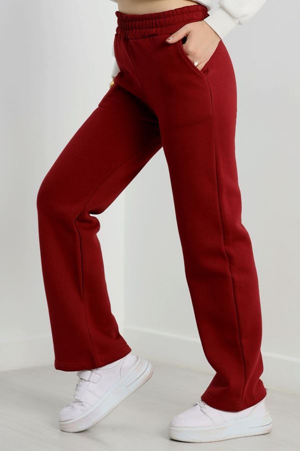 Üç İplik Palazzo Eşofman Altı Bordo - 20970.1878.