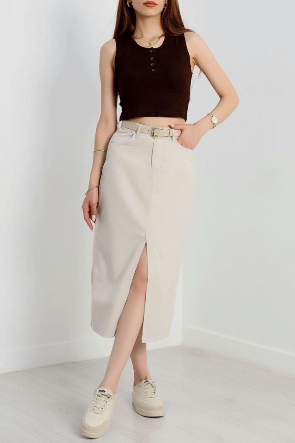 Yırtmaçlı Gabardin Etek Taş - 41870.1999.