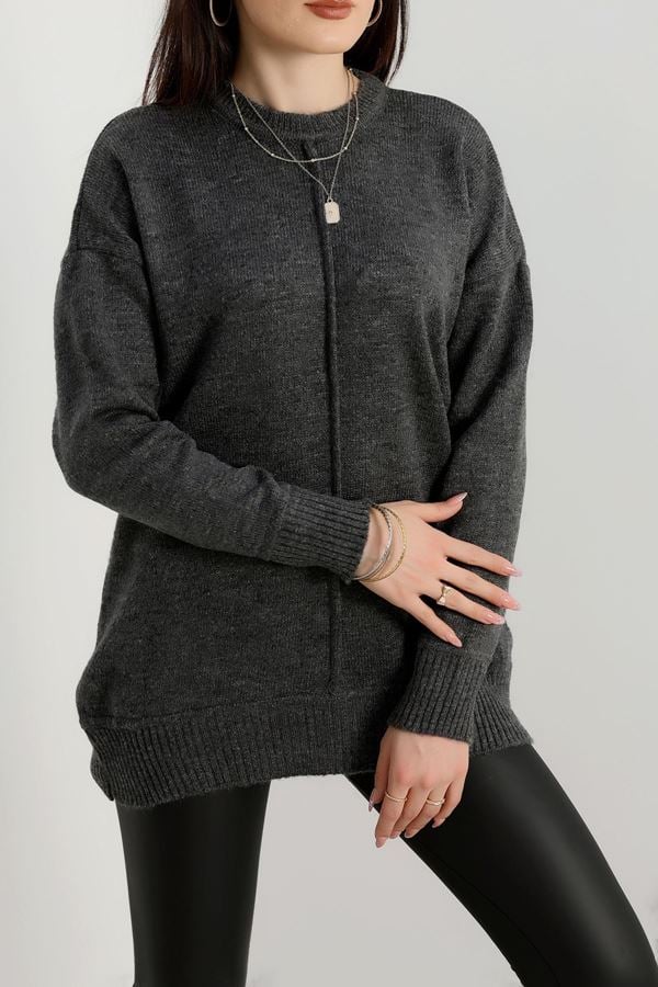 Bisiklet Yaka Triko Antrasit - 2345.1765.