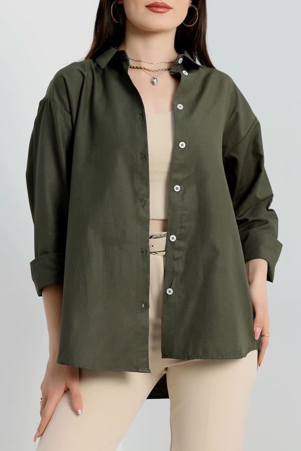 Terikoton Oversize Gömlek Koyuhaki - 30829.1949.