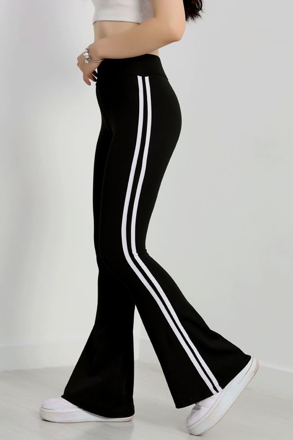 Şeritli İspanyol Paça Tayt Siyah - 20220.1098.