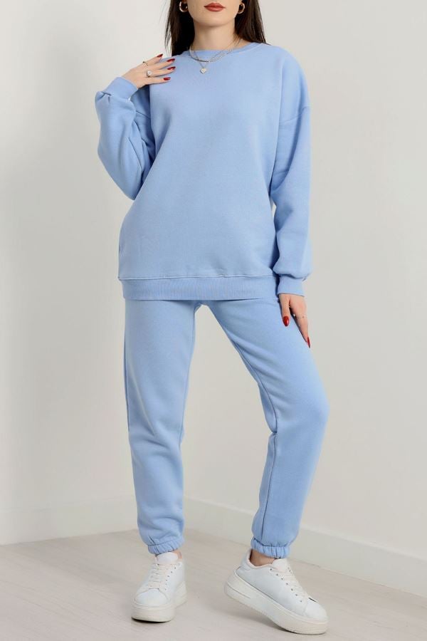 3 İplik Bisiklet Yaka Eşofman Takımı Bebemavi - 20779.1878.