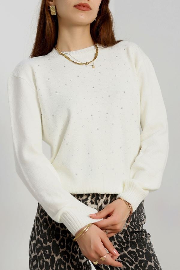 Taş Detaylı Triko Ekru - 2399.1765.