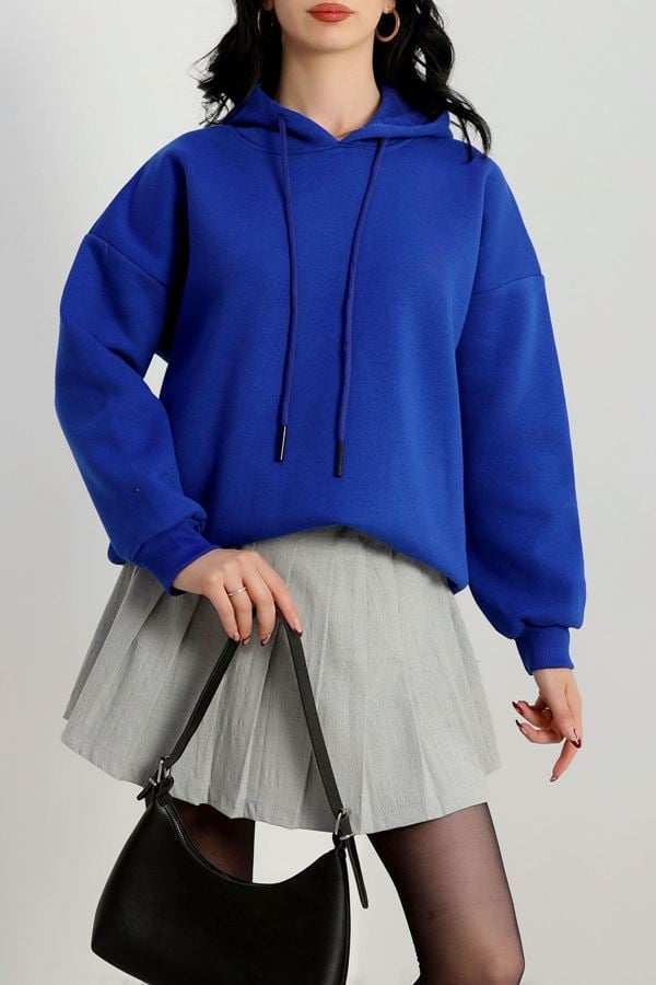 3 İplik Kapşonlu Sweat Saks - 20074.1878.