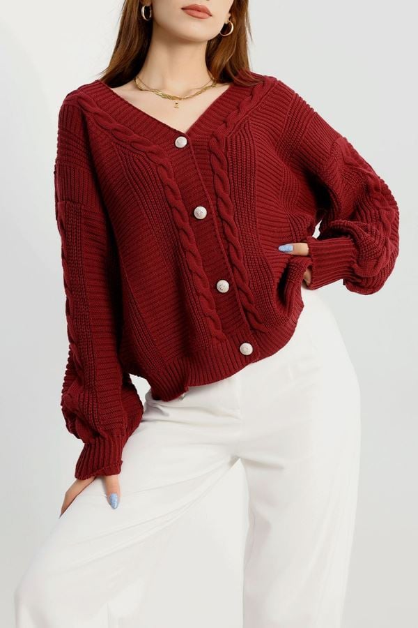 Balon Kol Hırka Bordo - 340.1577.