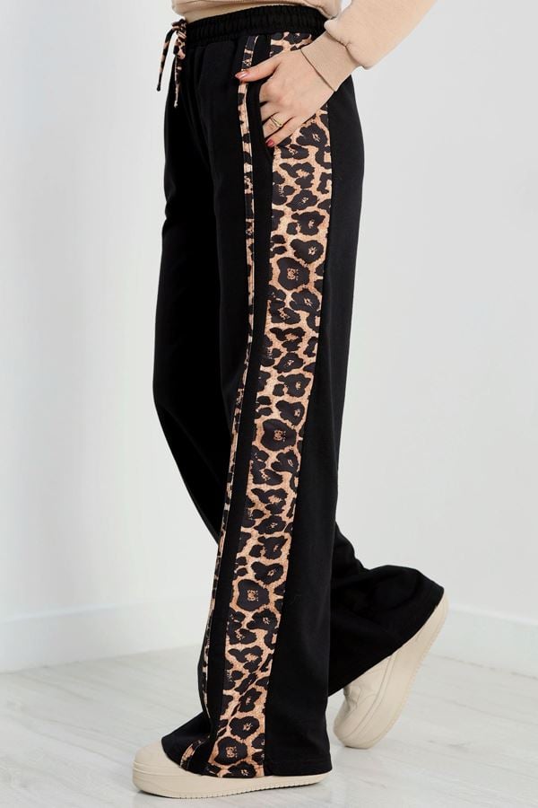 Şeritli 2 İplik Eşofman Altı  Siyah - 40026.1857.