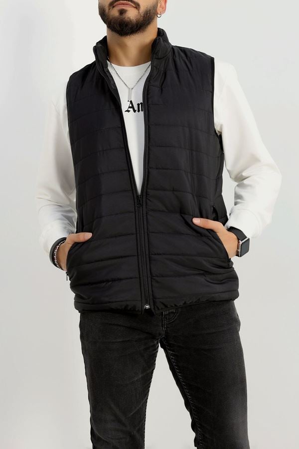 Dik Yaka Kapitone Erkek Yelek Siyah - 42511.1970.