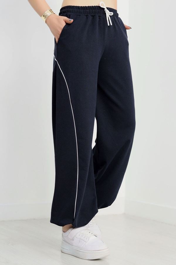 Paça Stoperli 2 İplik Eşofman Altı Lacivert - 50058.1857.