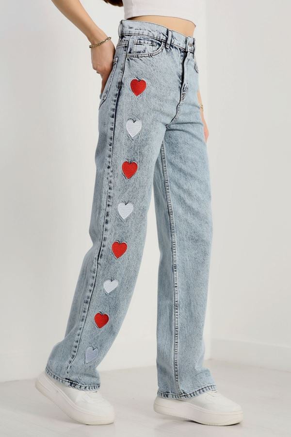 Kalp Nakışlı Palazzo Kot Pantolon Karyıkama - 31368.2088.