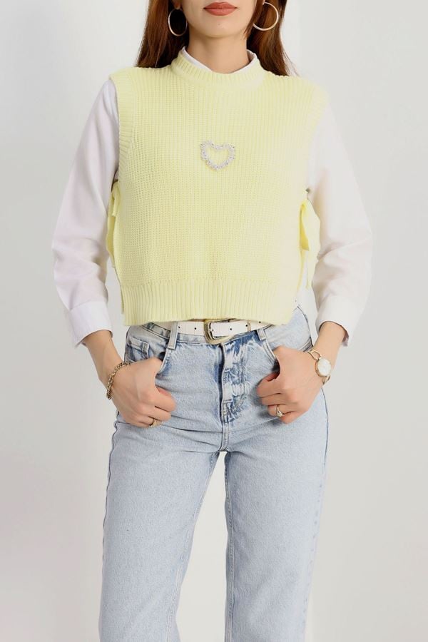 Kalp Detaylı Süveter Sarı - 41963.2043.