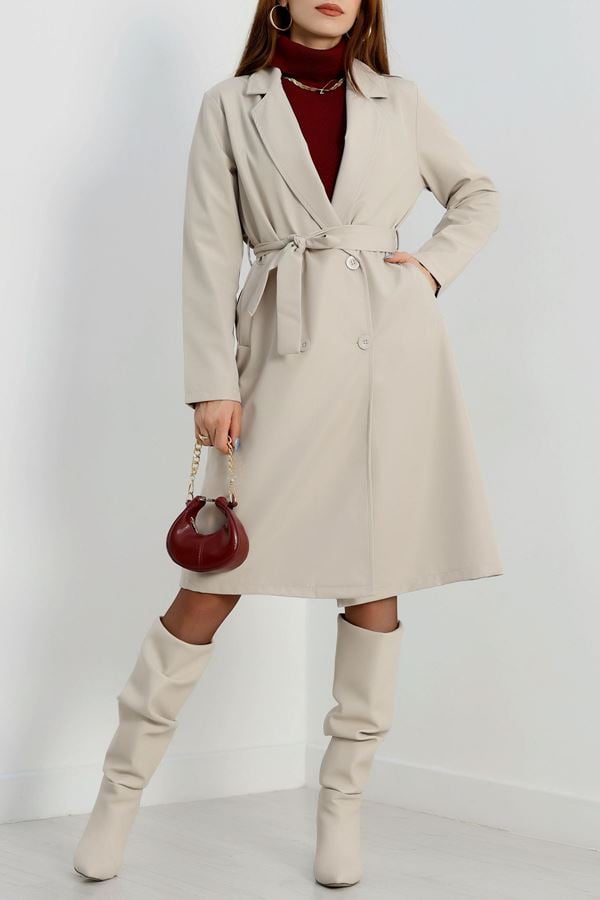 Astarsız Kuşaklı Trençkot Taş - 31133.147.