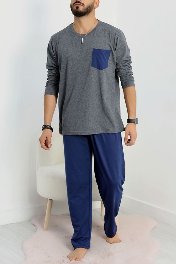 Cep Detay Süprem Erkek Pijama Takımı Füme - 42218.1048.