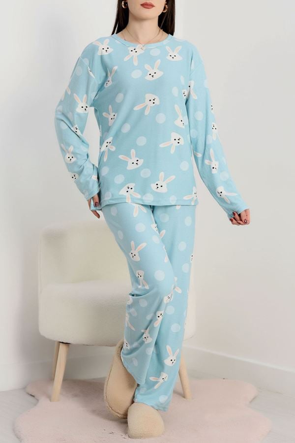 Süet Alt Üst Aynı Pijama Takımı Suyeşili - 118.1287.