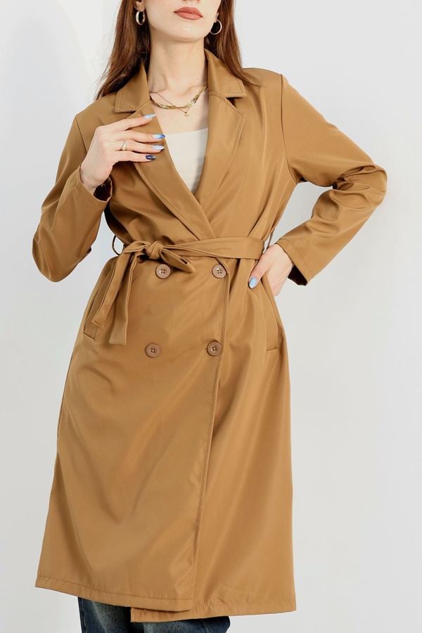 Astarsız Kuşaklı Trençkot Taba - 31133.147.