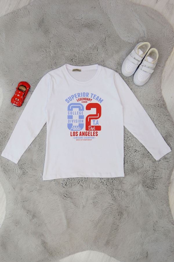 9-13 Yaş Süprem Penye Uzun Kol Tişört Beyaz - 50835.904.